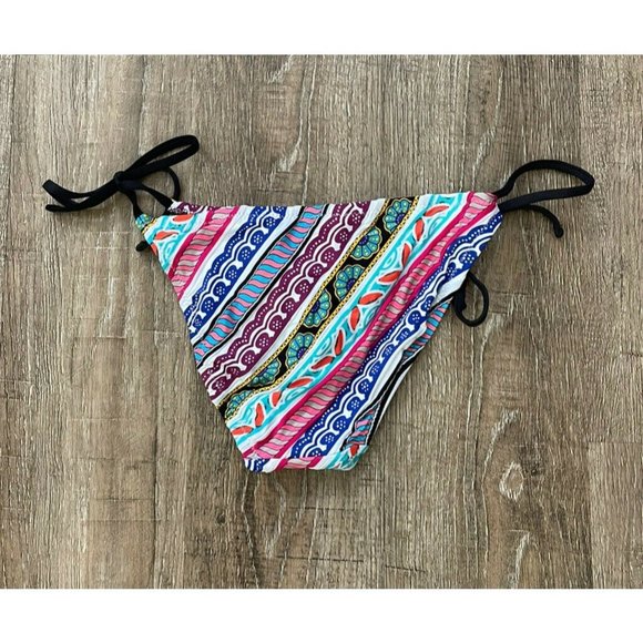 Trina Turk Womens Print String Bikini Swimsuit Bottom Blue White Sz 6 - Picture 2 of 3